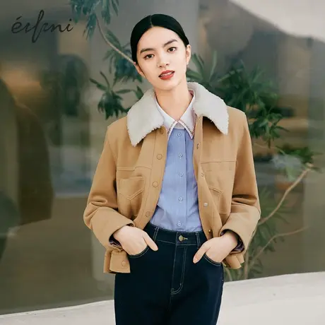 【商场同款】伊芙丽短外套女2021秋冬新款工装风外套1CA312412图片