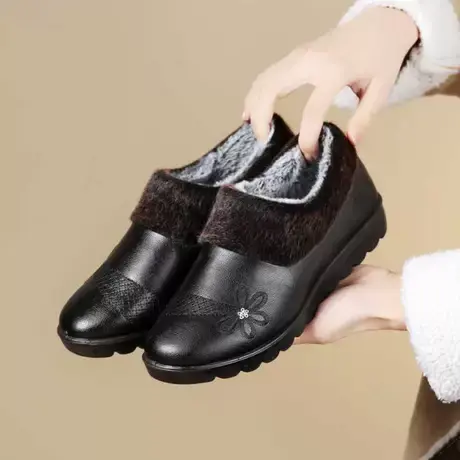 老北京布鞋女冬季2023加绒棉鞋加厚防水防滑软底中老年妈妈保暖鞋商品大图