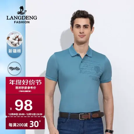 浪登2024夏季新款男士短袖T恤商务休闲棉质时尚翻领polo衫男印花商品大图