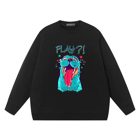 秀洛宠物狗狗去玩吗想去玩卫衣男女圆领宽松情侣装纯棉衣服打底衫商品大图