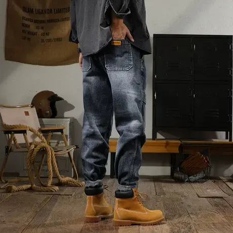 美式高街牛仔裤时尚潮流牛仔裤直筒牛仔裤男宽松高端休闲牛仔裤商品大图