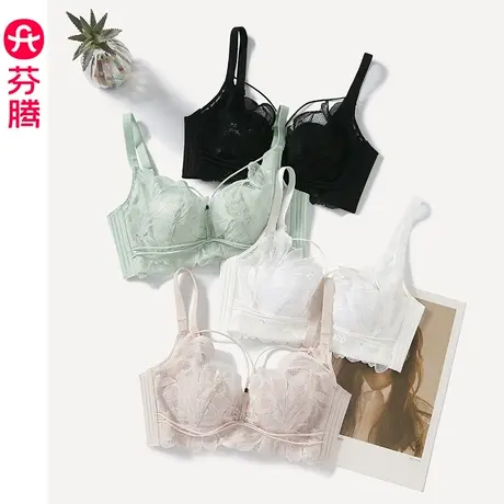 芬腾女士文胸大胸显小上托防下垂收副乳聚拢透气性感蕾丝内衣胸罩商品大图