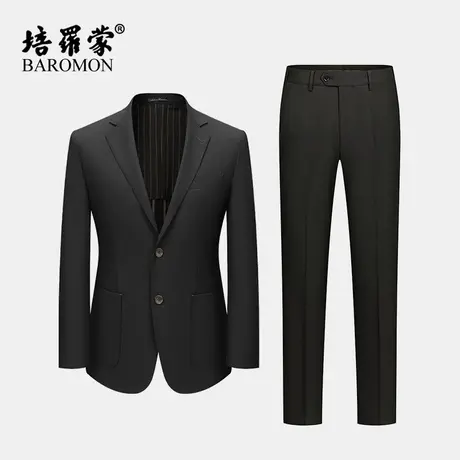 【薄款半衬】培罗蒙2025春新款男士商务职业西装黑色羊毛西服套装图片