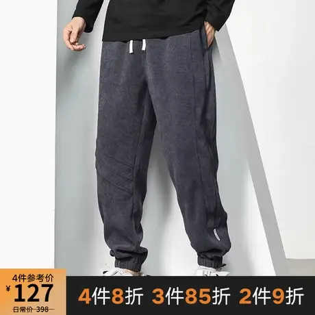 GxxH大码男装2023秋冬卫裤深灰色运动裤男士百搭休闲束脚长裤商品大图