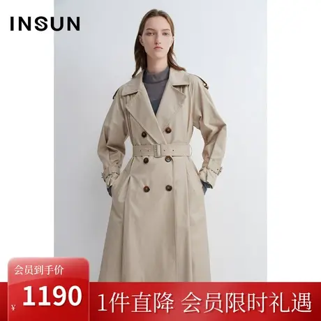 恩裳春季时尚腰带舒适棉质通勤都市风衣女装图片