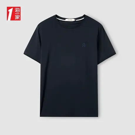 海一家基础打底短T2023夏季新款简约休闲舒适圆领男士短袖T恤图片