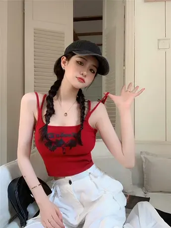 夏季黑色打底衫女装法式小吊带背心辣妹纯欲上衣美背外穿内搭内衣商品大图