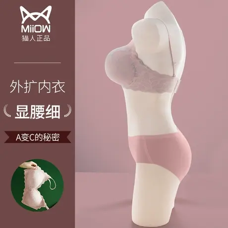 猫人外扩型胸内衣女小胸聚拢显大无痕美背韩国文胸夏天防下垂胸罩图片