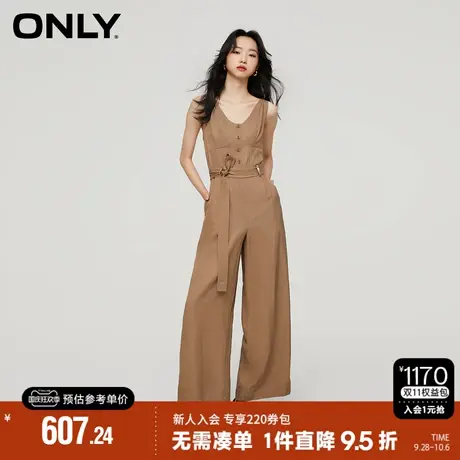 ONLY2023秋季新款百搭高腰绑带宽松阔腿连体休闲裤女|123344002商品大图