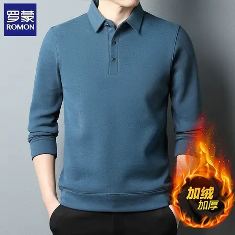 罗蒙加绒加厚polo衫男士春秋冬季商务休闲蓄热保暖柔顺打底衫上衣图片