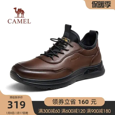 骆驼2023秋季新款牛皮轻软减震免系套脚商务运动皮鞋男商品大图