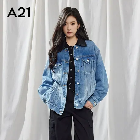 女装复古水洗做旧牛仔外套宽松休闲韩系开衫上衣图片
