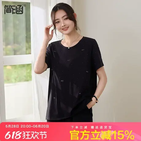 圆领棉T恤简涵大码女装2025夏新款胖mm宽松休闲加肥加大半袖上衣商品大图