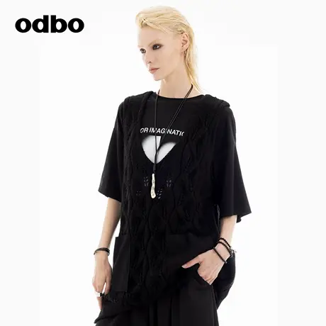 odbo/欧迪比欧时尚原创设计感背心上衣女2024年秋季新款针织马甲商品大图