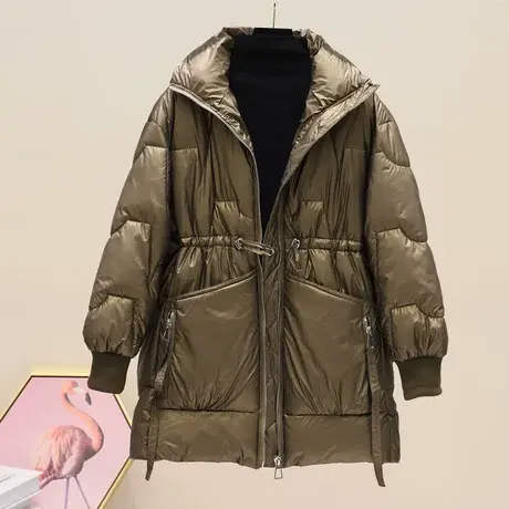 羽绒棉服女中长款2023冬新款韩版显瘦抽绳棉衣外套潮ins棉服棉袄图片