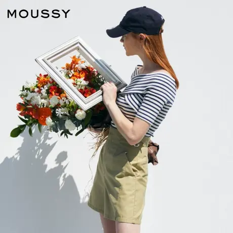 MOUSSY 夏季胸前交叉套头淑女风短袖针织衫T恤女010FSH80-0600商品大图
