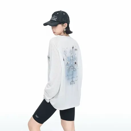 2025春秋新款创意烛台印花防晒罩衫女宽松轻薄长袖T恤空调衫上衣图片
