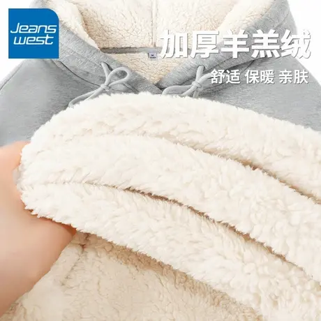 KV真维斯圆领加绒外套女2025新款秋冬羊羔绒加厚冬季大码卫衣上衣商品大图