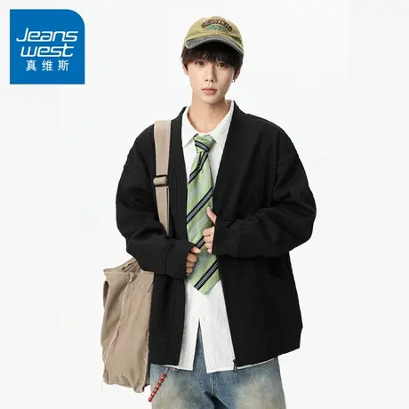 N5真维斯外套男2025新款秋季美式潮牌运动休闲针织衫男士春秋夹克商品大图