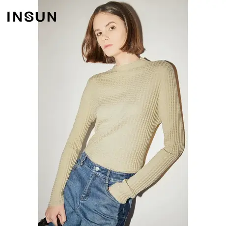 【百亿补贴官方直播】恩裳COVER华夫饼格纹时尚半高领针织衫商品大图