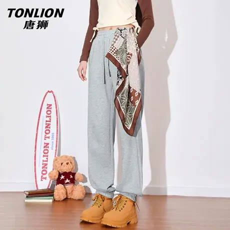 唐狮官方运动卫裤女2026新款春季束脚裤美式宽松慵懒高腰休闲裤VC商品大图