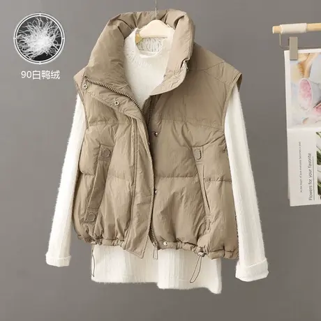 小个子立领羽绒马夹女2023秋冬新款白鸭绒保暖短款背心马甲外穿潮商品大图