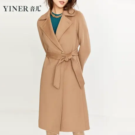 【呼呼专享】YINER音儿女装新款系带西装领羊毛呢大衣商品大图