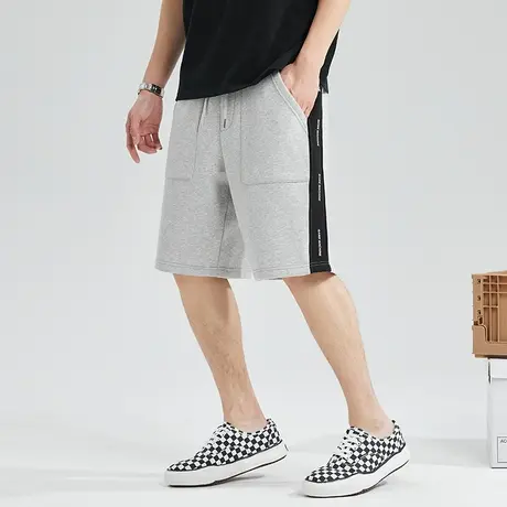 唐狮春夏休闲短裤男宽松垂感灰色运动裤黑色五分百搭潮少年感穿搭商品大图