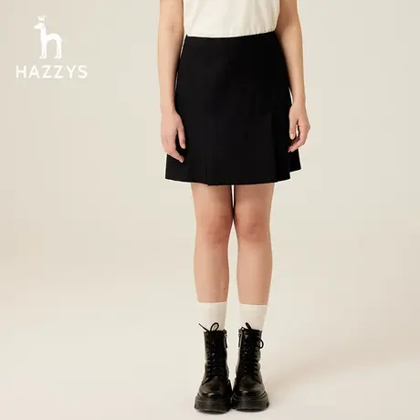 【商场同款】Hazzys哈吉斯羊毛A字及膝裙女士秋冬季新款通勤短裙图片