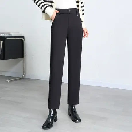 黑色直筒裤女秋冬2023新款高腰显瘦气质职业西装裤厚款休闲烟管裤商品大图