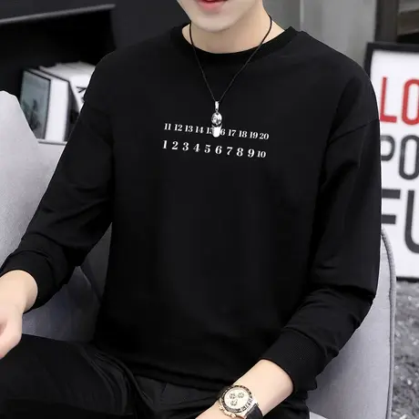 男士卫衣秋冬款加绒加厚套头长袖宽松潮流百搭圆领无帽衫男生上衣商品大图