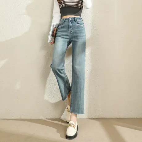 时尚气质直筒牛仔裤2023年夏季新款淑女温柔高腰显瘦烟管九分裤商品大图