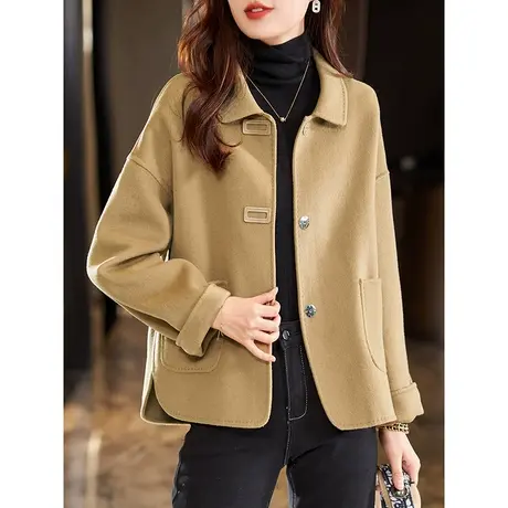 宝诗黎呢子大衣女毛呢短外套冬季美拉德羊毛开衫2025新款韩版宽松商品大图