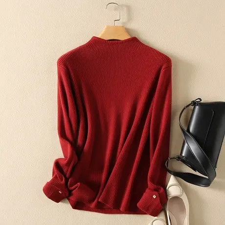 半高领毛衣套头打底衫女春装2024年新款内搭爆款百搭洋气针织衫女商品大图