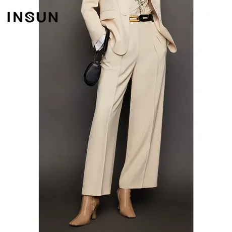 INSUN恩裳秋季醋酸莱赛尔阔腿西裤图片