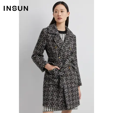 INSUN恩裳线上专选冬季羊毛粗花呢小香风格纹毛呢外套商品大图