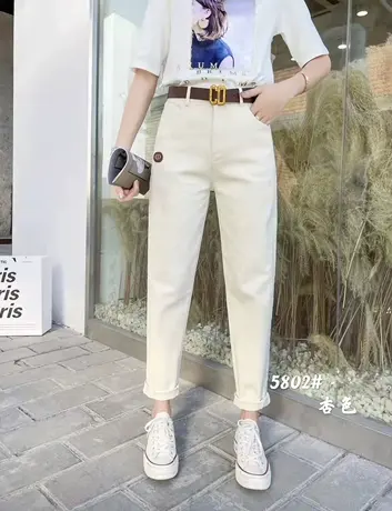 2023年春季新款老爹休闲裤女ins潮小个子欧版宽松高腰小脚萝卜裤商品大图
