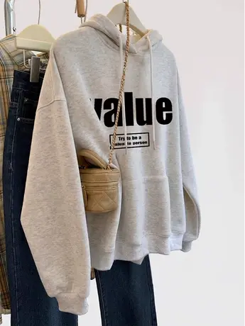 2023学生秋冬复古印花连帽卫衣女加绒ins大码加厚慵懒风外套上衣图片