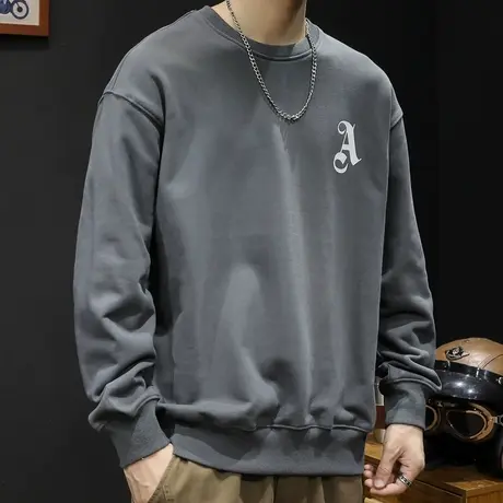 重磅卫衣男春秋款ins潮牌宽松大码春季2024新款上衣长袖圆领男装图片