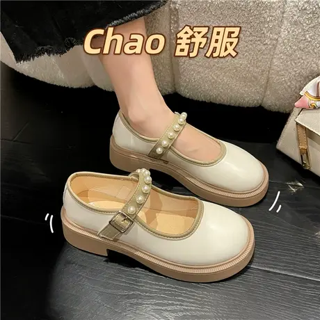 2024年新款英伦风小皮鞋女珍珠少女学院风厚底甜酷玛丽珍鞋jk单鞋商品大图