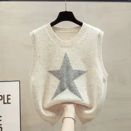 花纱v领针织马甲背心女2024春秋新款宽松外穿马夹叠穿毛衣坎肩潮商品大图