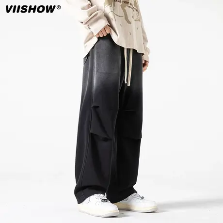 VIISHOW牛仔裤男士春季2024春季新款宽松阔腿男生美式休闲长裤子商品大图