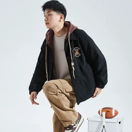 唐狮2023冬季新款棉衣男装连帽灯芯绒棉服学生加厚上衣棉袄外套CS图片
