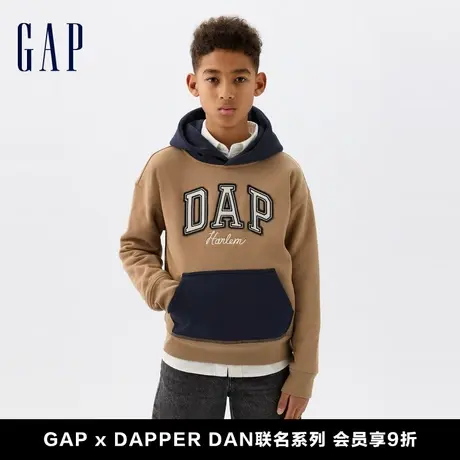 【DAP联名系列】Gap男女童2024春季新款撞色长袖连帽卫衣890858商品大图