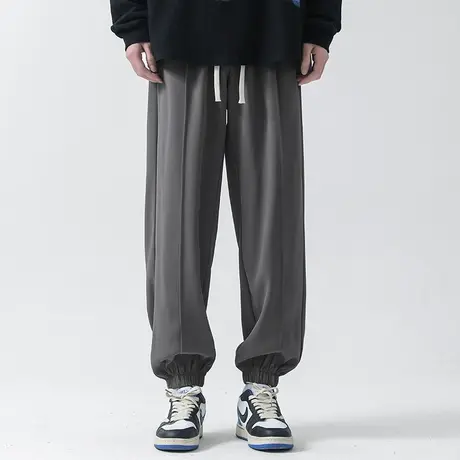 Nuthink宽松纯色美式卫裤男潮牌春季潮流男裤束脚裤子男款长裤潮商品大图