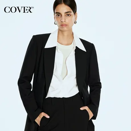 COVER2024春季戗驳领normcore精纺长西装外套图片