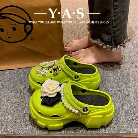 8厘米增高厚底洞洞鞋女小众时尚外穿百搭2024新款夏季两穿凉拖鞋商品大图