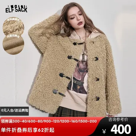 妖精的口袋仿麂皮外套女2023冬季新款落肩设计感小个子宽松上衣商品大图