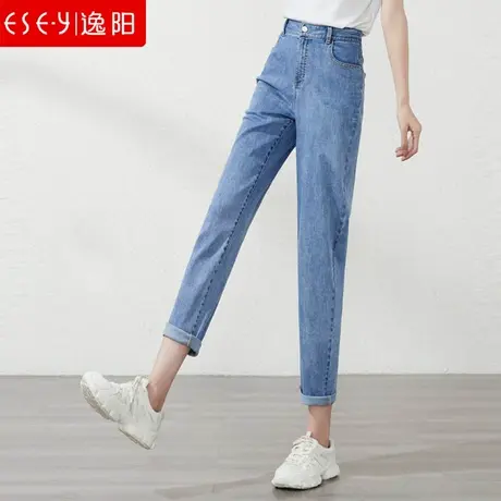 逸阳九分牛仔老爹裤女薄款2023夏季高腰宽松直筒显瘦哈伦萝卜裤子商品大图