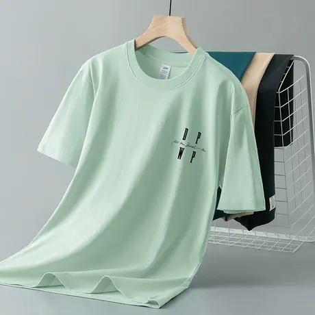 重磅纯棉t恤男短袖2023新款夏季潮牌字母印花全棉体恤宽松上衣服商品大图